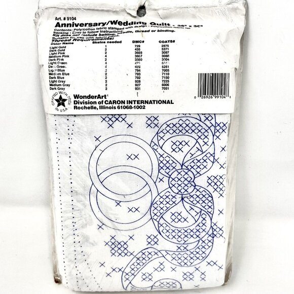 WonderArt Anniversary /Wedding Lap Quilt/Wall Hanging Kit 36”X 36” New Old Stock - Picture 4 of 8